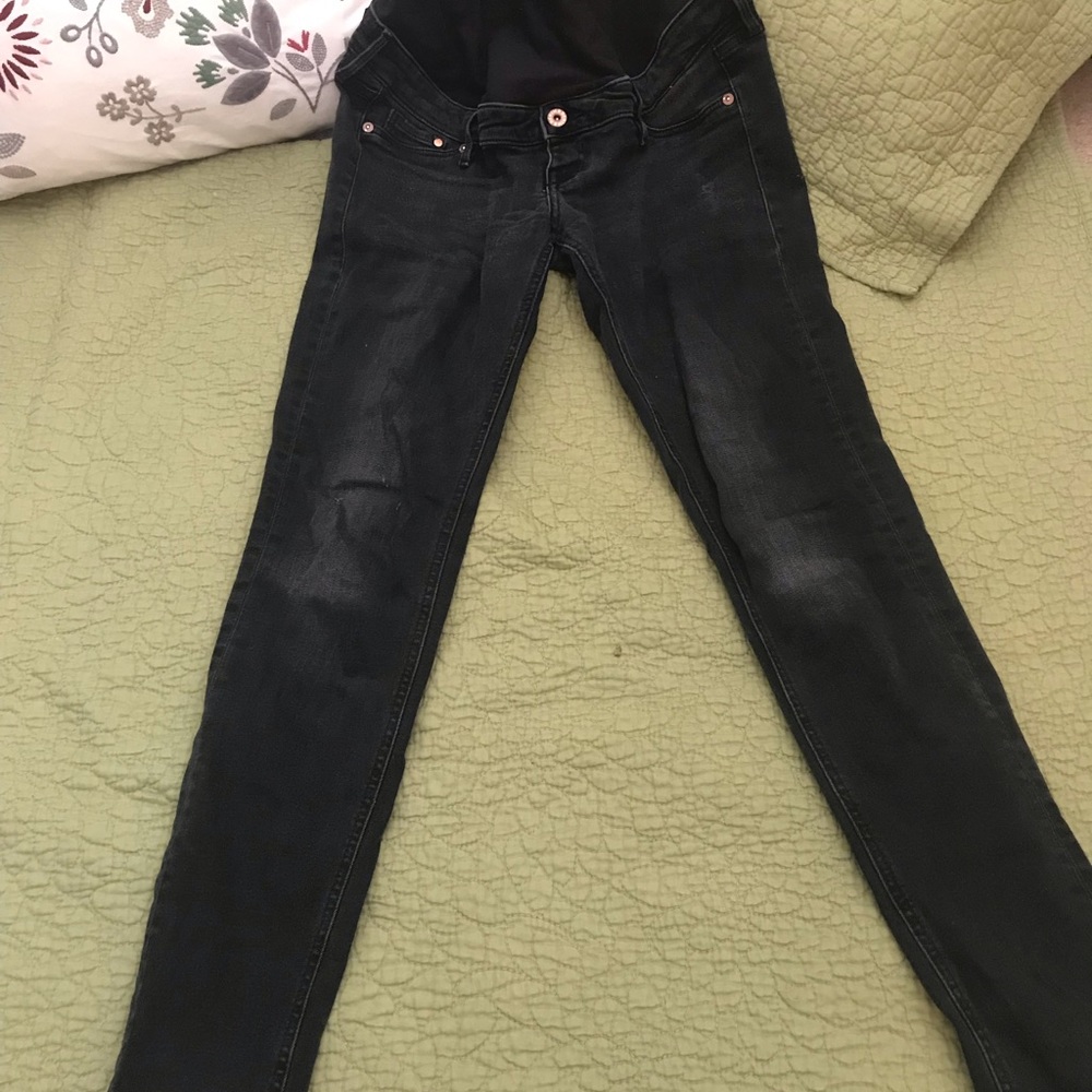 H&M Black Distressed Maternity Jeans